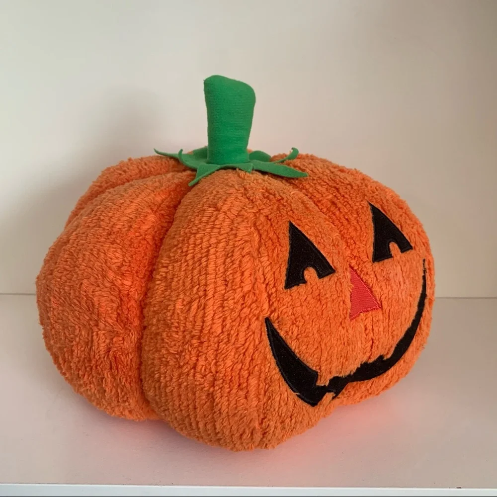 Vintage Large Jack o lantern plush pumpkin Halloween decor